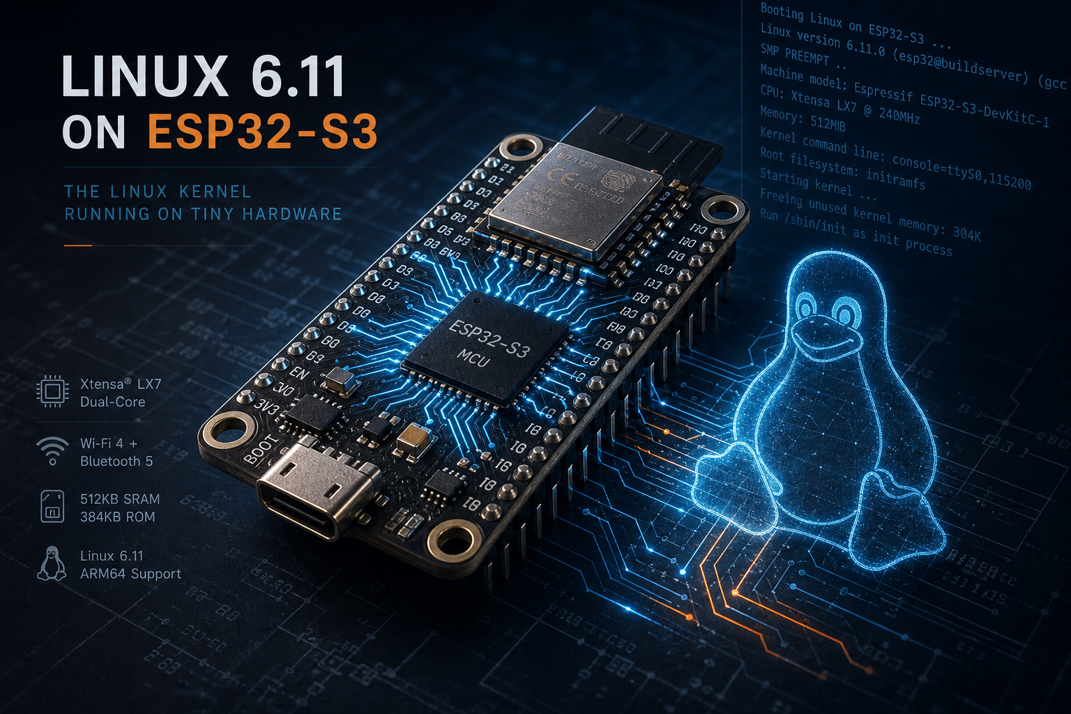 Running Linux 6.11 on an ESP32-S3: Cool Hack, but why?